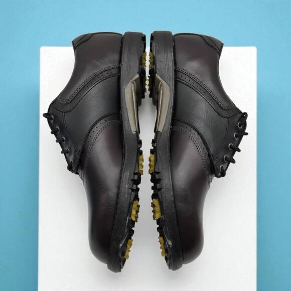 Classic Comfort Vintage Dexter Golf Shoes Sz 8M Brown Black Leather Soft Spikes - Picture 6 of 14